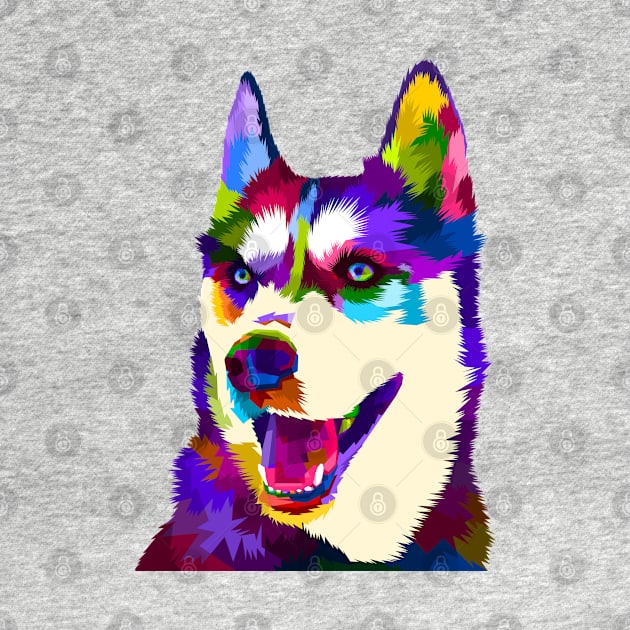 Rainbow Siberian Husky Low Poly Digital Art by doglovershirts